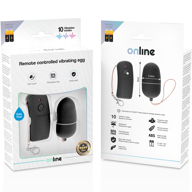 Online - Remote Controlled Vibrating Egg Black ONLINE - REMOTE CONTROLLED VIBRATING EGG BLACK