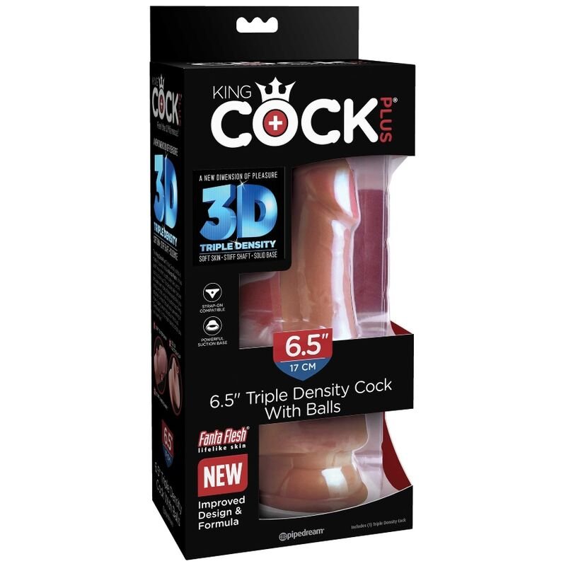 King Cock - Plus 3d Dildo With Balls 17 Cm KING COCK - PLUS 3D DILDO WITH BALLS 17 CM