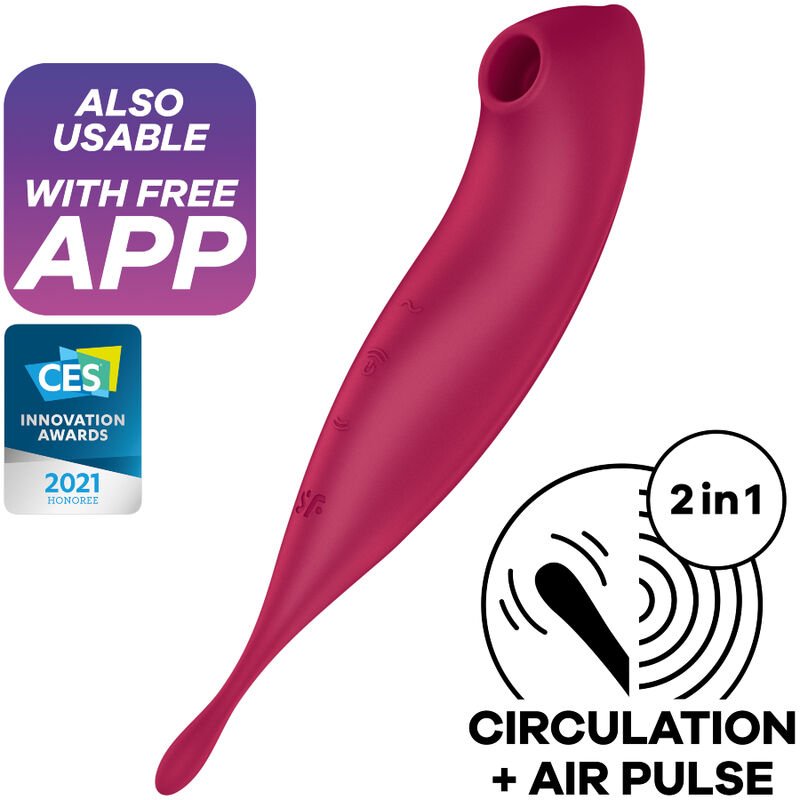 SATISFYER - TWIRLING PRO+ AIR PULSE STIMULATOR & VIBRATOR APP RED SATISFYER CONNECT