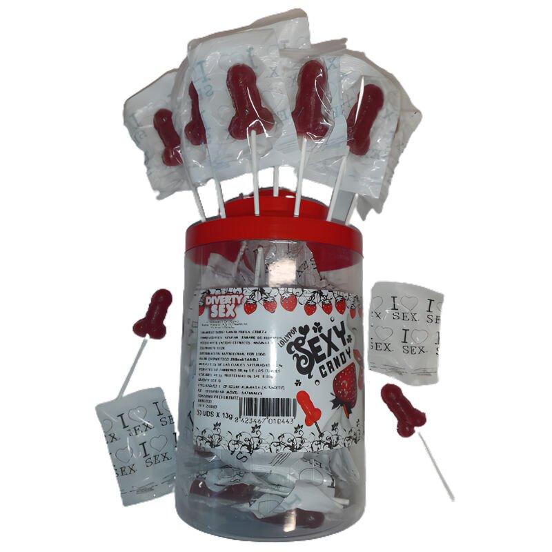 Buy Diablo Picante - 50 Strawberry & Cherry Candy Penis Lollipop 50 Units