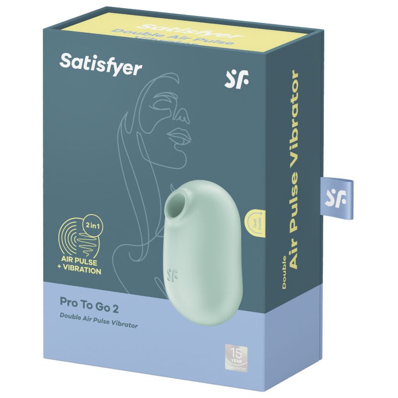 Satisfyer - Pro To Go 2 Double Air Pulse Stimulator & Vibrator Green SATISFYER - PRO TO GO 2 DOUBLE AIR PULSE STIMULATOR & VIBRATOR GREEN