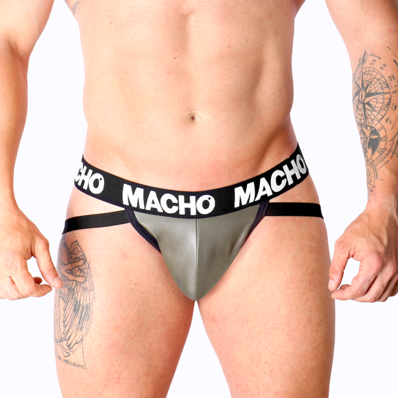 Buy Macho - Mx27gr Jock Leather Gray Beige M Macho - Mx27gr Jock Leather Gray Beige M