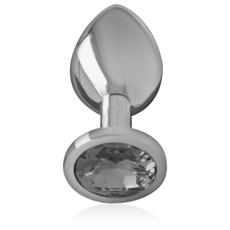 Intense - Aluminum Metal Anal Plug With Black Glass Size L INTENSE - ALUMINUM METAL ANAL PLUG WITH BLACK GLASS SIZE L