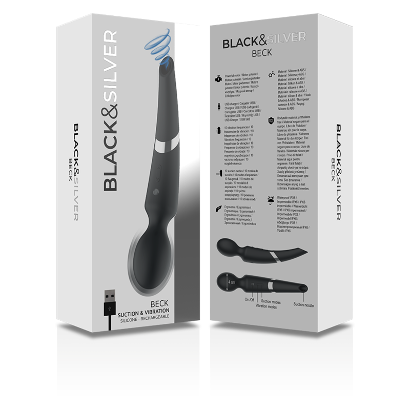 BLACK&SILVER - BECK WAND AND SUCTION CUP 2 IN 1 SILICONE