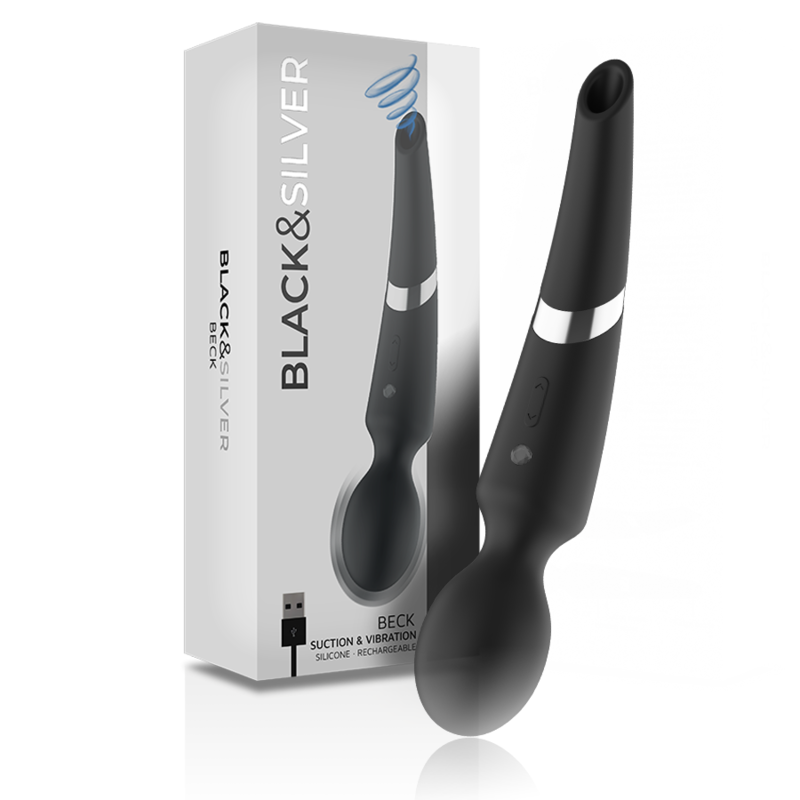 BLACK&SILVER - BECK WAND AND SUCTION CUP 2 IN 1 SILICONE BLACK&SILVER