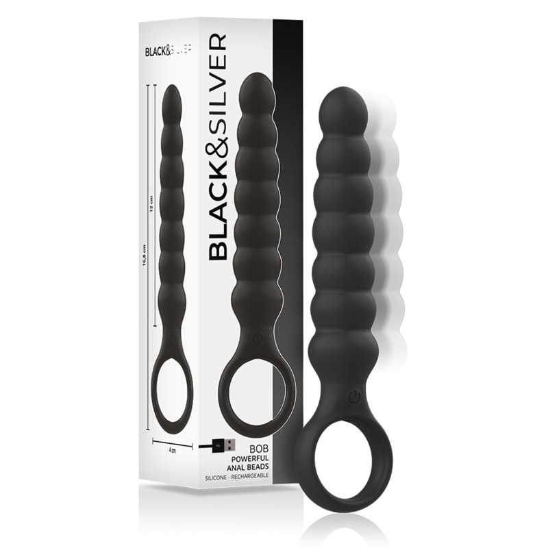 BLACK&SILVER - BOB POWERFUL SILICONE ANAL DILATOR BLACK&SILVER