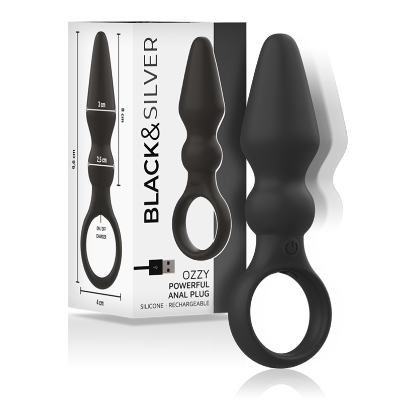 BLACK&SILVER - OZZY POWERFUL SILICONE ANAL PLUG BLACK&SILVER