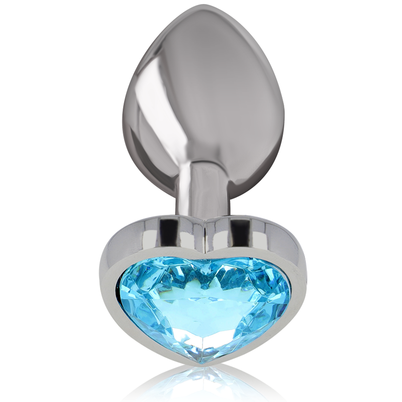 Intense - Aluminum Metal Anal Plug Blue Heart Size L INTENSE - ALUMINUM METAL ANAL PLUG BLUE HEART SIZE L