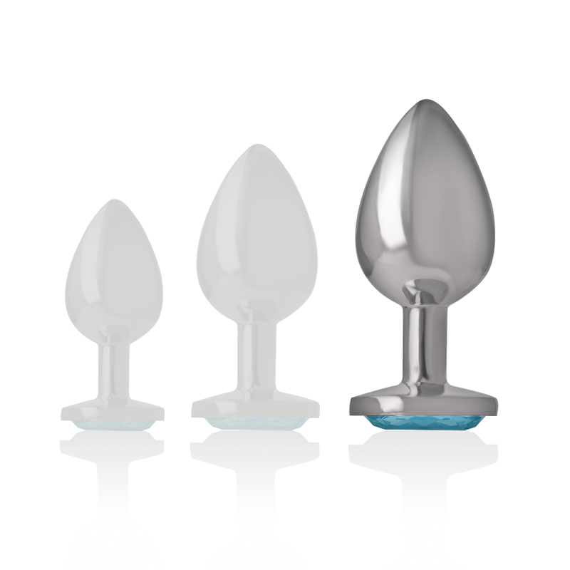 Intense - Aluminum Metal Anal Plug Blue Heart Size L INTENSE - ALUMINUM METAL ANAL PLUG BLUE HEART SIZE L
