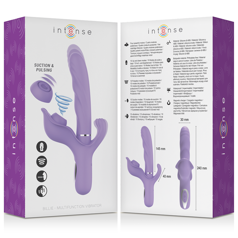 Intense - Billie Rechargeable Multifunction Vibrator Stimulating Waves With Purple Push Button INTENSE - BILLIE RECHARGEABLE MULTIFUNCTION VIBRATOR STIMULATING WAVES WITH PURPLE PUSH BUTTON