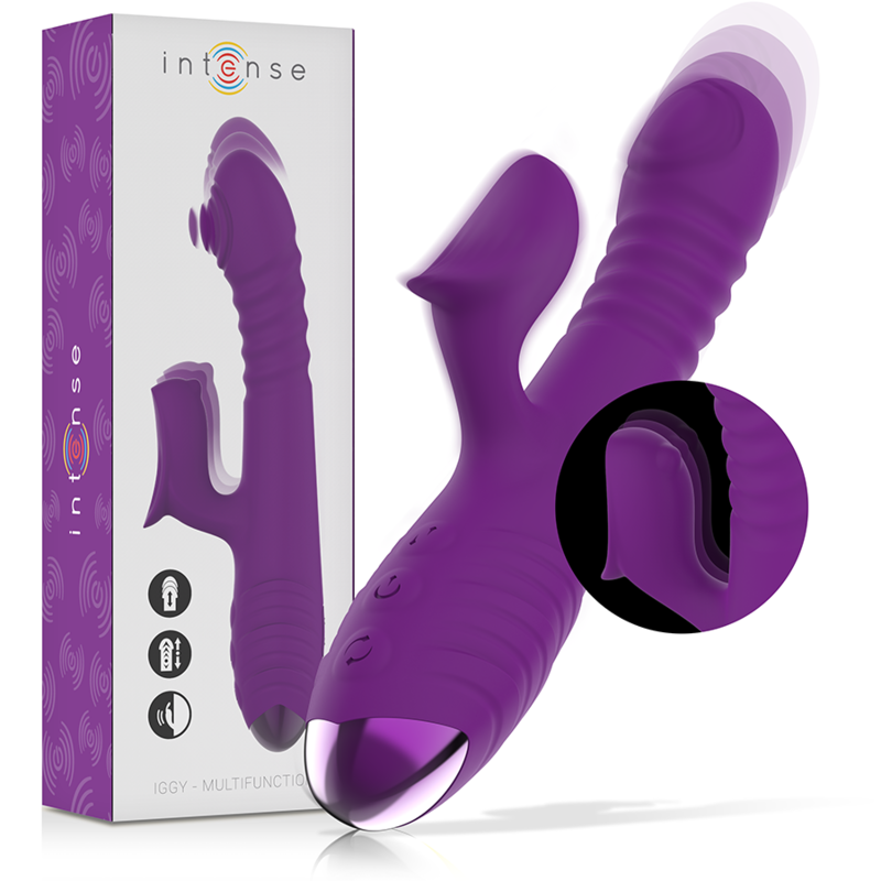 Buy Intense - Iggy Multifunction Rechargeable Vibrator Up & Down With Clitoral Stimulator Purple