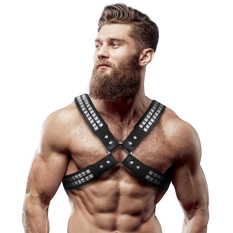Buy Fetish Submissive Attitude - Mens Crossed Chest Eco-leather Harness With Rivets FETISH SUBMISSIVE ATTITUDE - MENS CROSSED CHEST ECO-LEATHER HARNESS WITH RIVETS FETISH SUBMISSIVE ATTITUDE