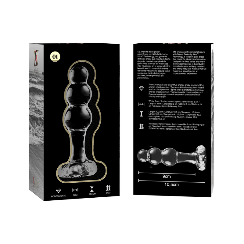 Nebula Series By Ibiza - Model 1 Anal Plug Borosilicate Glass Clear 10.5 Cm -o- 3 Cm NEBULA SERIES BY IBIZA - MODEL 1 ANAL PLUG BOROSILICATE GLASS CLEAR 10.5 CM -O- 3 CM