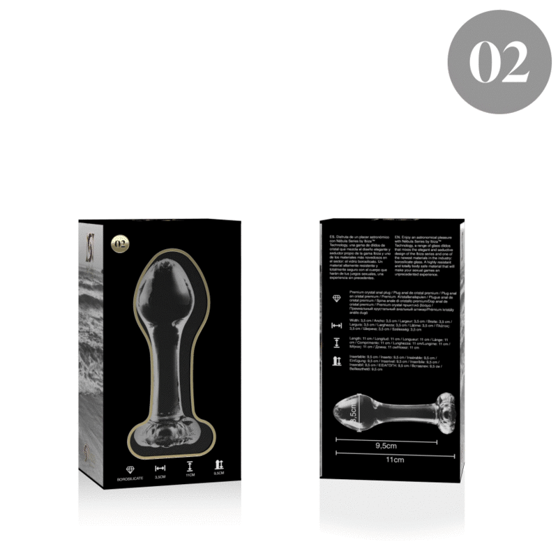 Nebula Series By Ibiza - Model 2 Anal Plug Borosilicate Glass Clear 11 Cm -o- 3.5 Cm NEBULA SERIES BY IBIZA - MODEL 2 ANAL PLUG BOROSILICATE GLASS CLEAR 11 CM -O- 3.5 CM