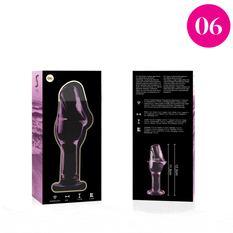 NEBULA SERIES BY IBIZA - MODEL 6 ANAL PLUG BOROSILICATE GLASS PINK 12.5 CM -O- 4 CM