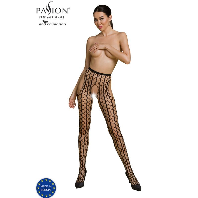 PASSION - ECO COLLECTION BODYSTOCKING ECO S007 BLACK PASSION WOMAN GARTER & STOCK
