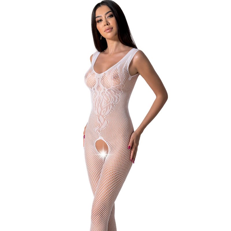 PASSION - BS098 WHITE BODYSTOCKING ONE SIZE PASSION WOMAN BODYSTOCKINGS
