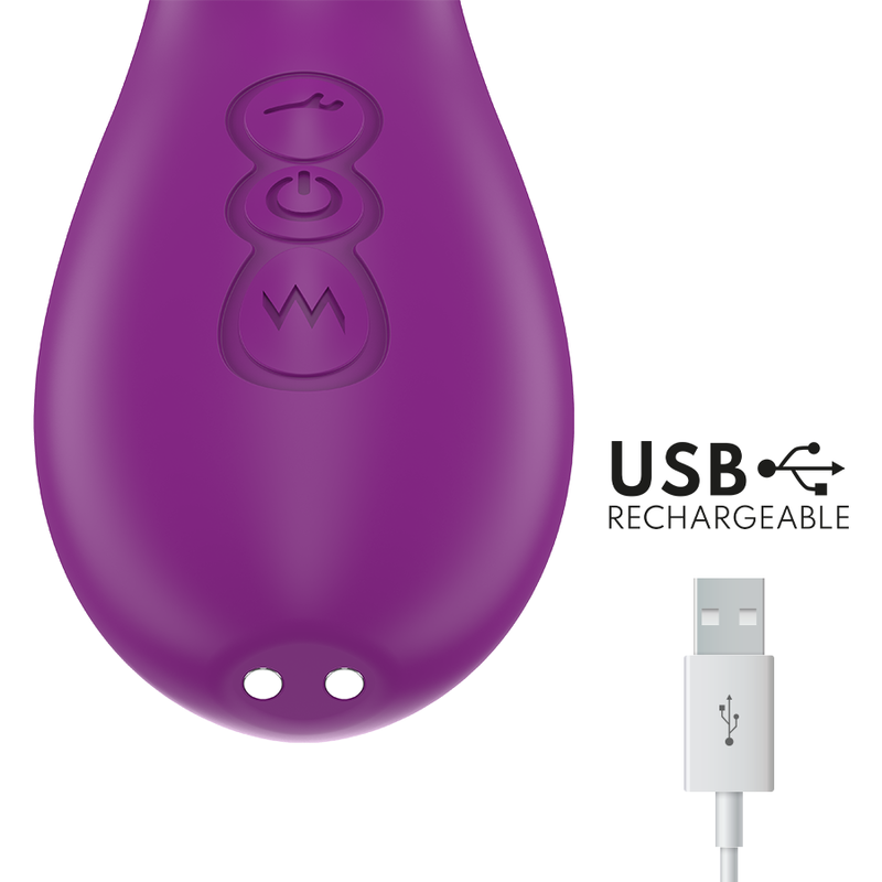 INTENSE - ATENEO RECHARGEABLE MULTIFUNCTION VIBRATOR 7 VIBRATIONS WITH OSCILLATING TONGUE AND STIMULATING WAVES PURPLE