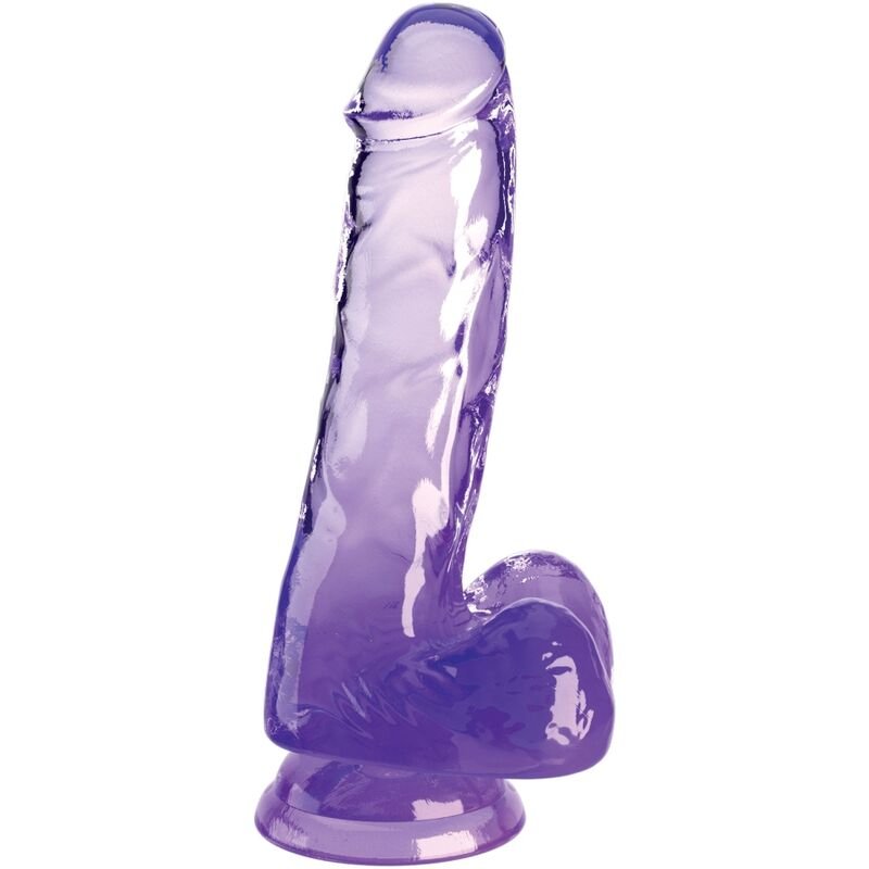 KING COCK - CLEAR REALISTIC PENIS WITH BALLS 13.5 CM PURPLE KING COCK