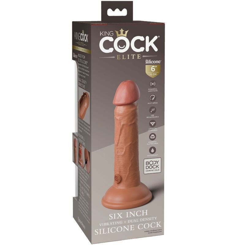 King Cock - Elite Realistic Dildo Vibrating & Silicone 15.2 Cm Caramel KING COCK - ELITE REALISTIC DILDO VIBRATING & SILICONE 15.2 CM CARAMEL