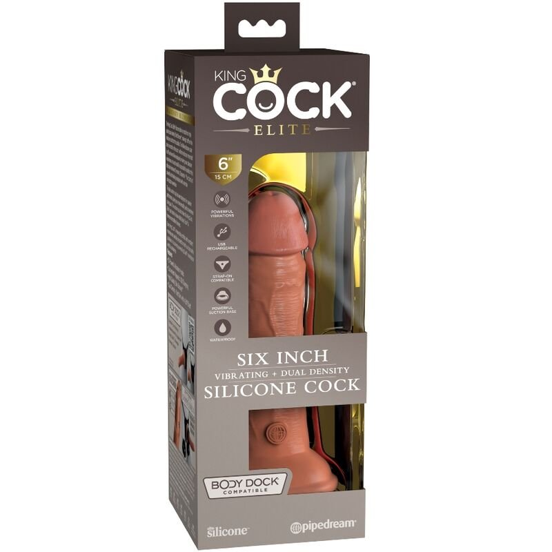 King Cock - Elite Realistic Dildo Vibrating & Silicone 15.2 Cm Caramel KING COCK - ELITE REALISTIC DILDO VIBRATING & SILICONE 15.2 CM CARAMEL
