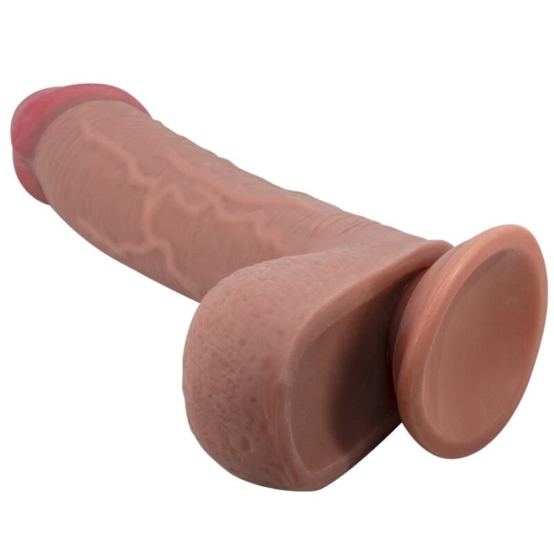 PRETTY LOVE - SLIDING SKIN SERIES REALISTIC DILDO WITH SLIDING SKIN SUCTION CUP BROWN 23.4 CM PRETTY LOVE HIGH GRADE