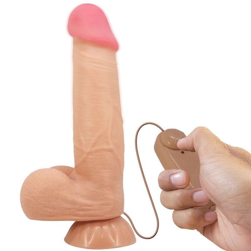 Buy Pretty Love - Sliding Skin Series Realistic Dildo With Sliding Skin Suction Cup Remote Control Flesh 21.8 Cm