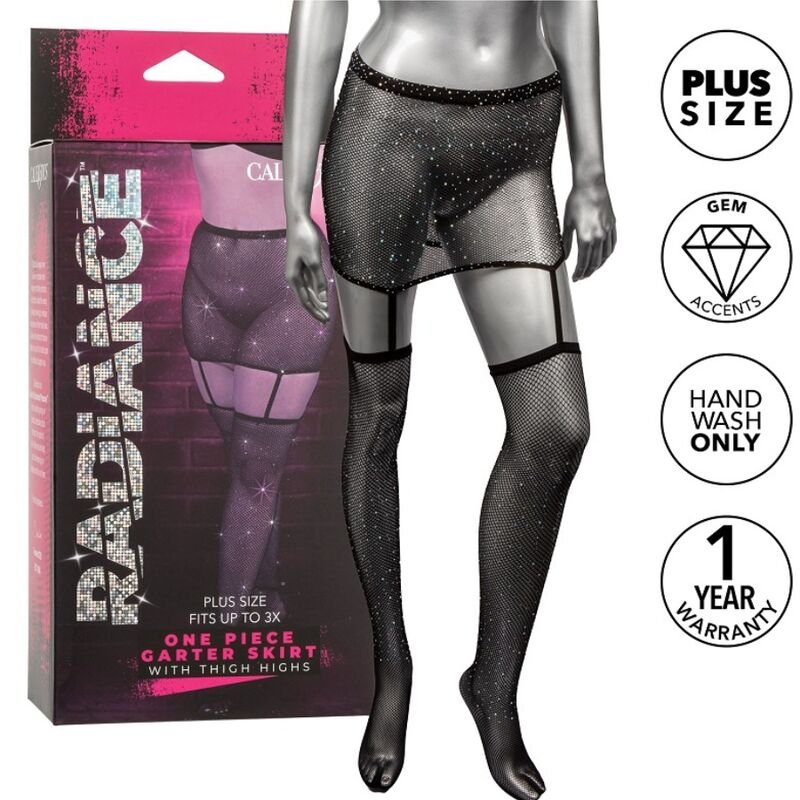 CALEXOTICS - RADIANCE GARTER SKIRT THIGH HIGHS PLUS SIZE CALEXOTICS