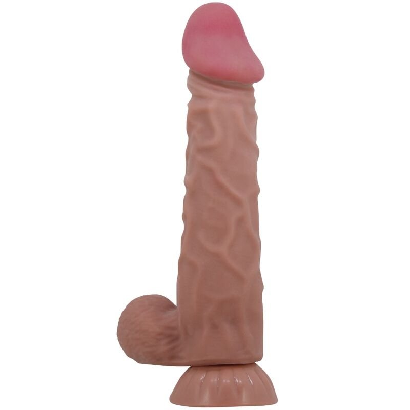 PRETTY LOVE - SLIDING SKIN SERIES REALISTIC DILDO WITH SLIDING SKIN SUCTION CUP BROWN 24 CM PRETTY LOVE HIGH GRADE