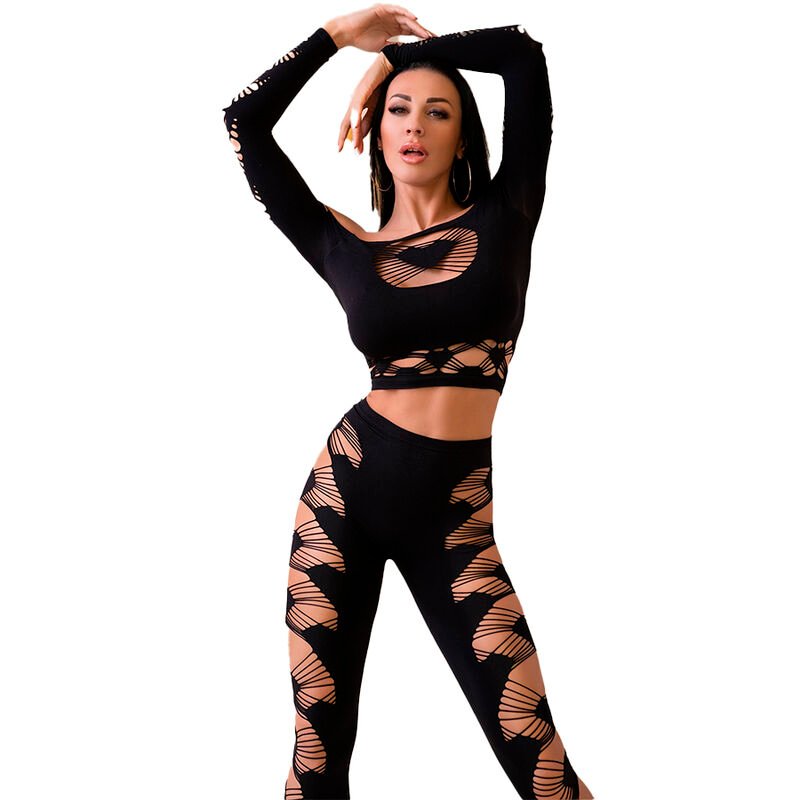 CHILIROSE - CR 4436 TOP & LEGGINS BLACK S/L CHILIROSE SETS