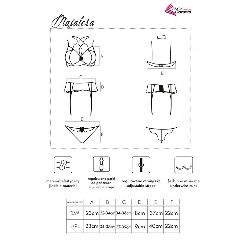 LIVCO CORSETTI FASHION - MAJALESA LC 90526 BRA + GARTER BELT + PANTY BLACK