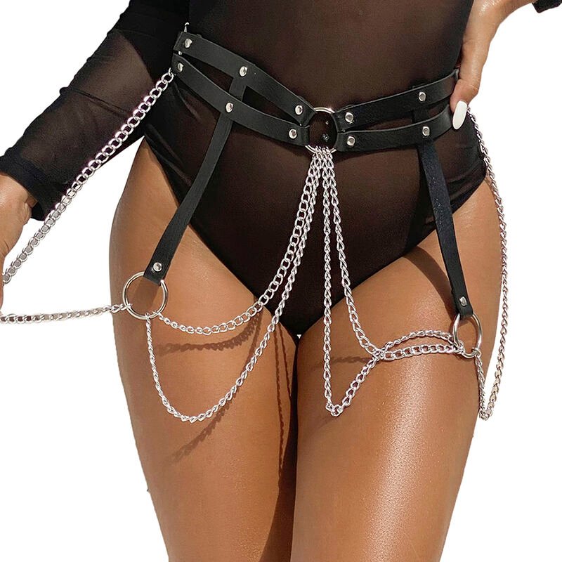 SUBBLIME - LEATHER RING CHAINBELT BLACK ONE SIZE SUBBLIME FETISH