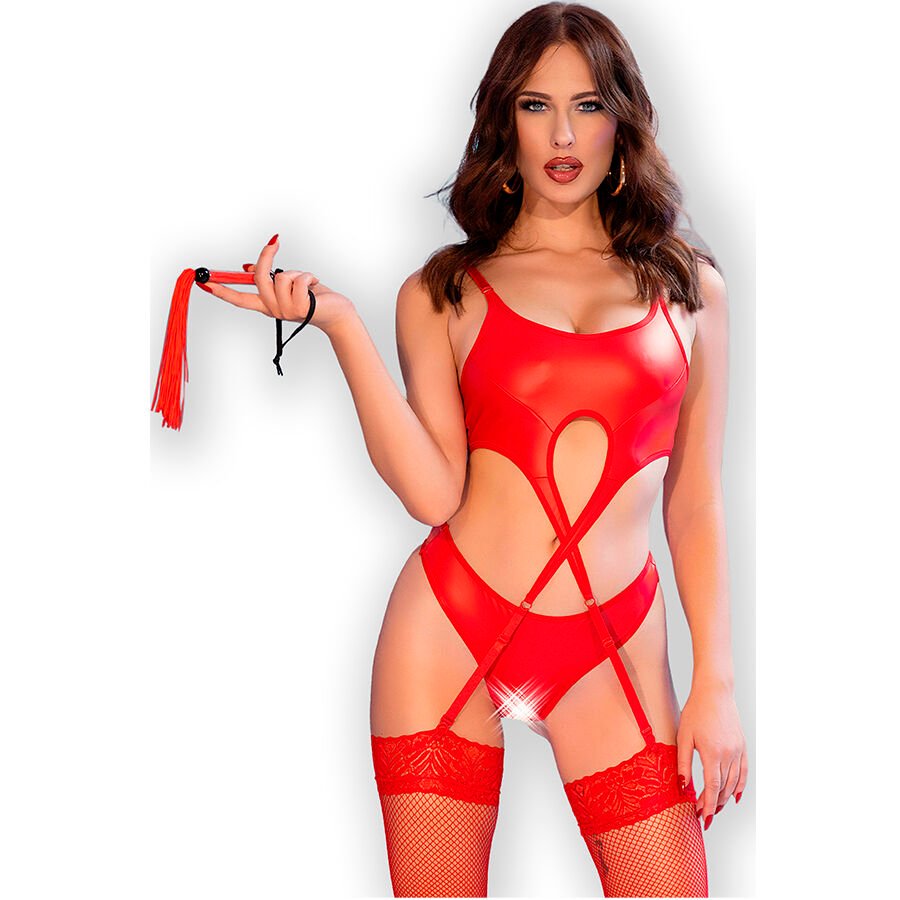Chilirose - Cr 4625 Set Four Pieces Crotchless Red L