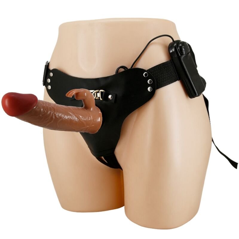 PRETTY LOVE - MARION HARNESS UNIVERSAL BRIEFS WITH VIBRATION DILDO 19 CM BROWN PRETTY LOVE