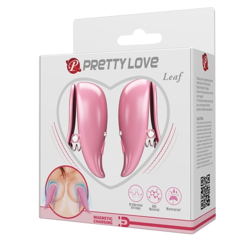 Pretty Love - Leaf Vibrating Nipple Clamps Pink PRETTY LOVE - LEAF VIBRATING NIPPLE CLAMPS PINK