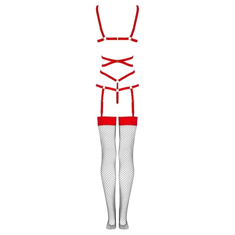 LIVCO CORSETTI FASHION - THIARA LC 20213 SET BODY + STOCKINGS RED S/M