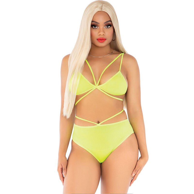 LEG AVENUE - TOP & PANTIES YELLOW WITH STRAPS LEG AVENUE SETS