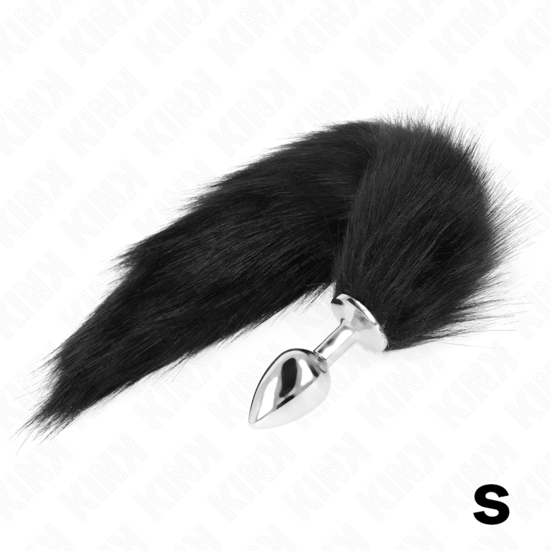 KINK - ANAL PLUG SIZE S 7 X 3 CM WITH SYNTHETIC TAIL 40 CM BLACK KINK PLEASURE PLUGS