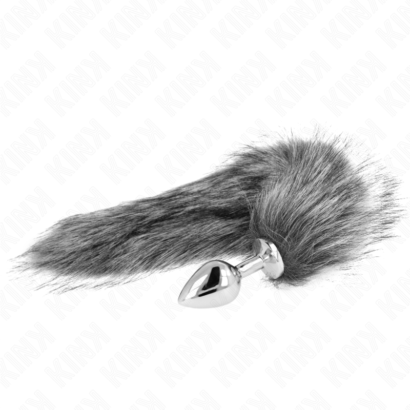 KINK - ANAL PLUG SIZE M 8 X 3.5 CM WITH SYNTHETIC TAIL 40 CM GREY KINK PLEASURE PLUGS