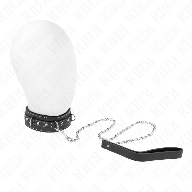 KINK - PVC LEATHER NECKLACE WITH BELT 105 CM RHINESTONE RIVET 41.5 X 4 CM KINK COLLAR & GAG
