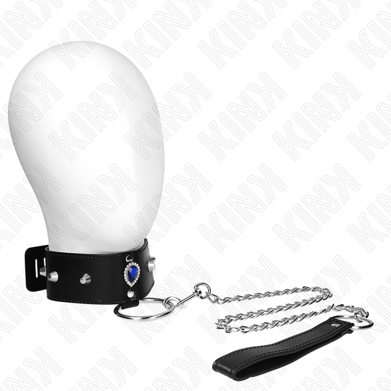 KINK - NECKLACE 65 CM WITH STRAP WITH BLUE DIAMONDS ADJUSTABLE 36-43 CM X 5 CM KINK COLLAR & GAG