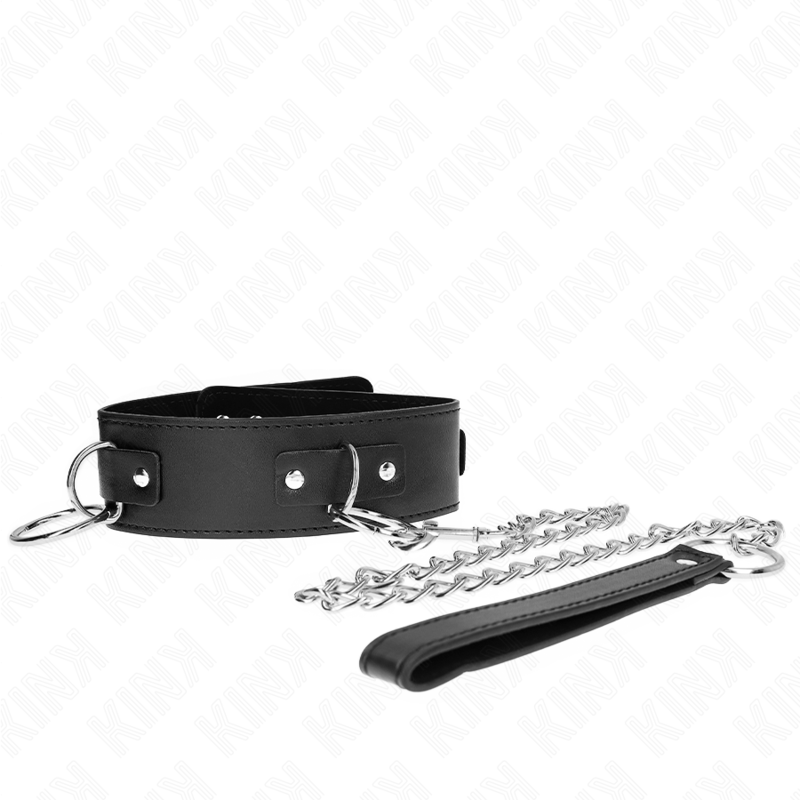 KINK - NECKLACE WITH LEASH 65 CM 3 RING MODEL 2 ADJUSTABLE 36-43 CM X 5 CM KINK COLLAR & GAG