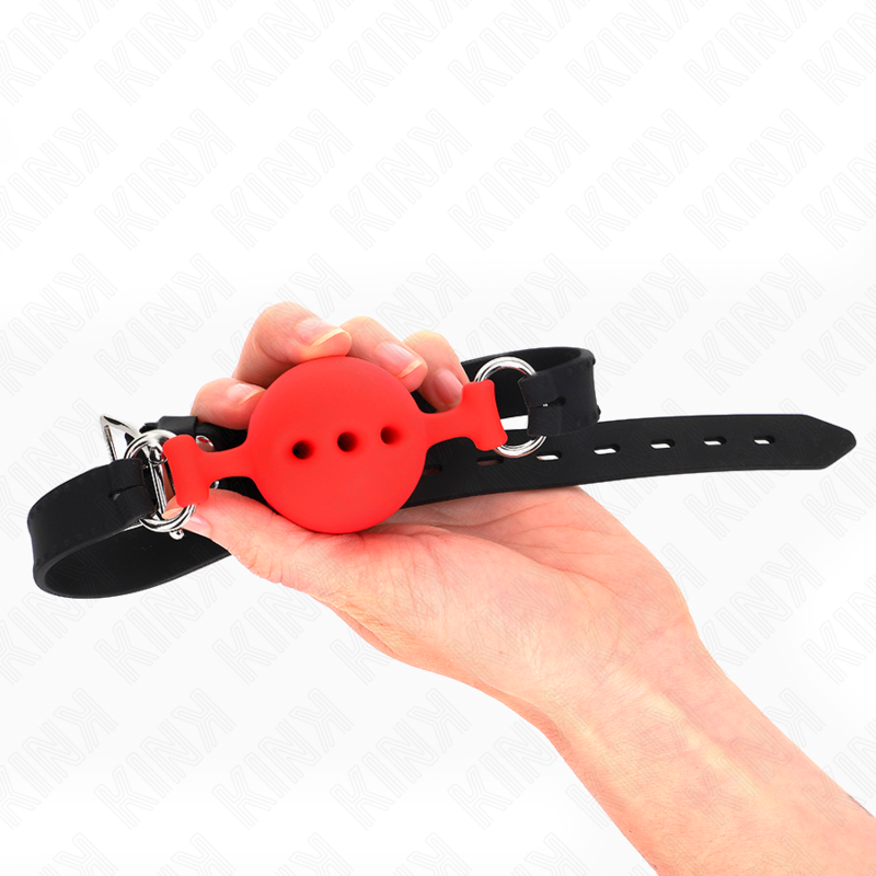 Kink - Full Silicone Gag 55 X 2 Cm With 4.5 Cm Ball Size M Red Adjustable 35-51 Cm KINK - FULL SILICONE GAG 55 x 2 CM WITH 4.5 CM BALL SIZE M RED ADJUSTABLE 35-51 CM