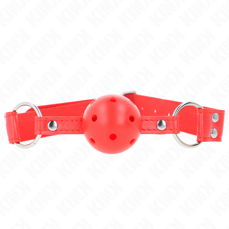KINK - COMPLETE RED HOLLOW HARD BALL GAG 62 x 2 CM KINK COLLAR & GAG