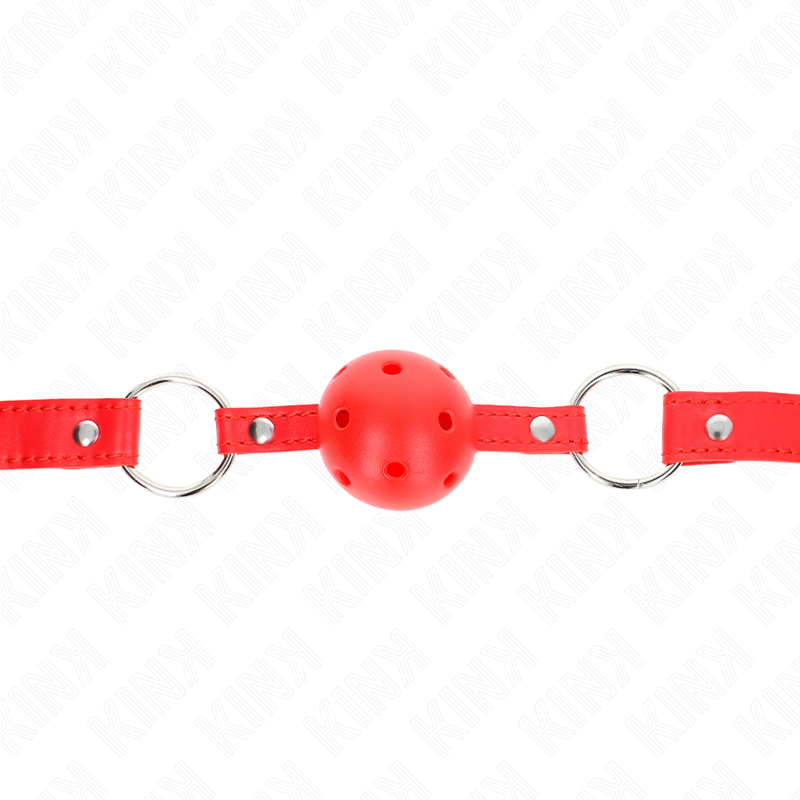 KINK - BREATHABLE BALL 4 CM GAG WITH DOUBLE RIVET MODEL 1 RED 62.5 x 2.5 CM ADJUSTABLE 42-58 CM KINK COLLAR & GAG