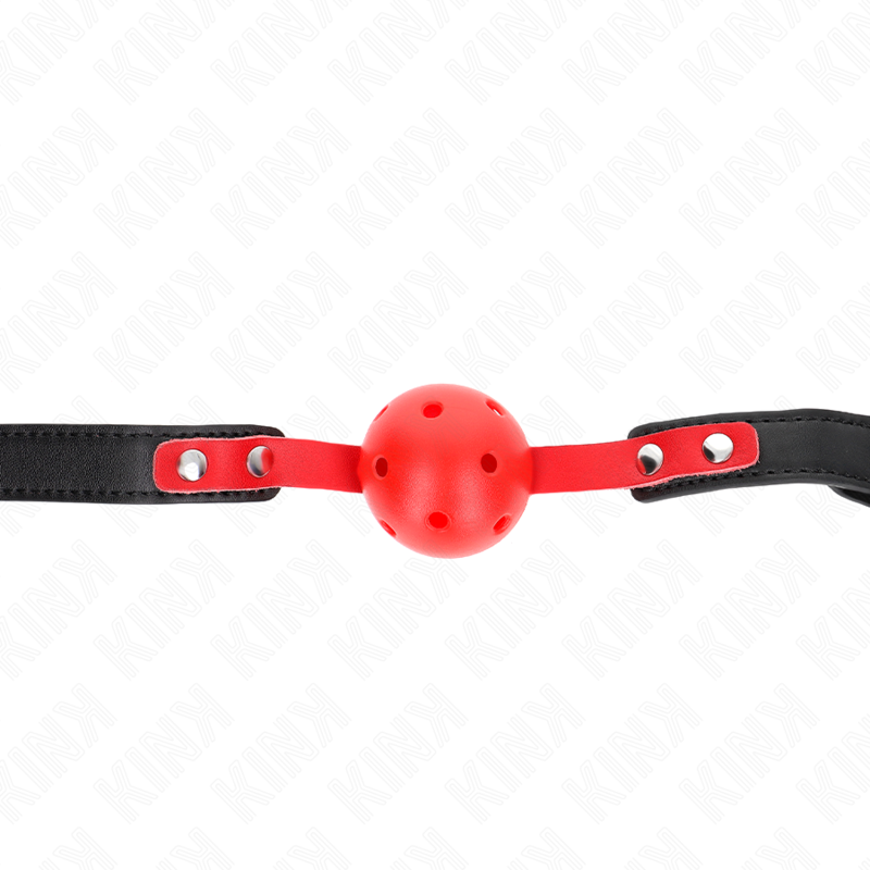 KINK - RED HOLLOW HARD BALL 4 CM GAG BLACK STRAP 60 x 2 CM ADJUSTABLE 37-52 CM KINK COLLAR & GAG