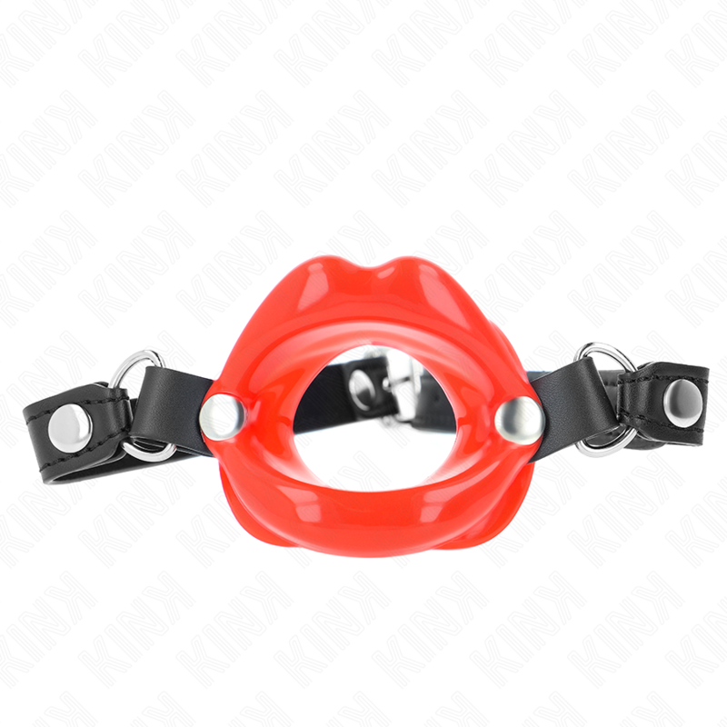 KINK - LIP 8 CM GAG WITH RED LEATHERETTE STRAP 63 x 2 CM ADJUSTABLE 39-58 CM KINK COLLAR & GAG