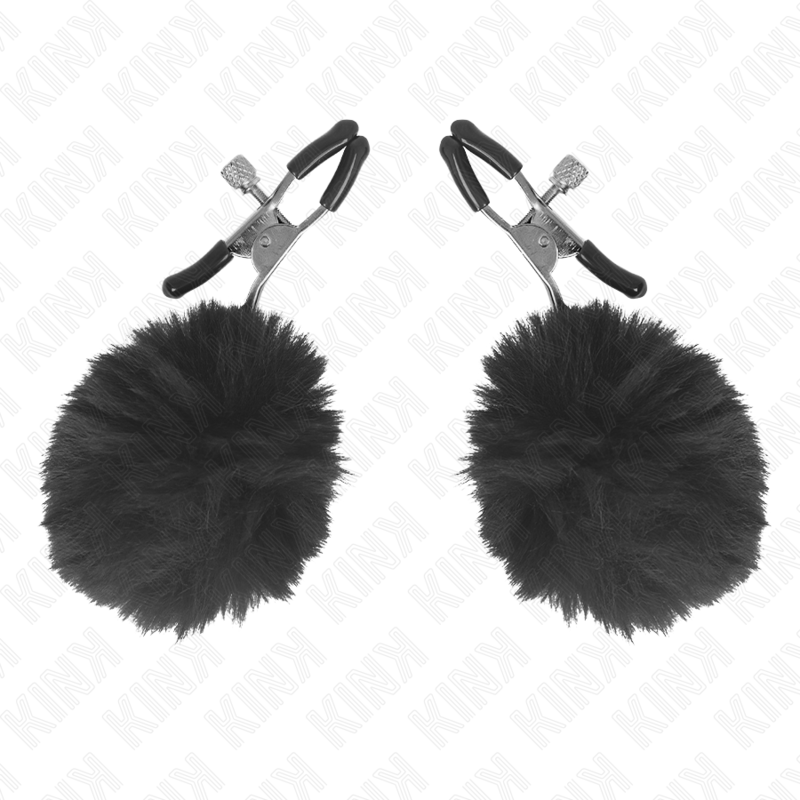 KINK - FAUX FUR BALL NIPPLE CLAMP BLACK 6 CM KINK NIPPLE GRIP