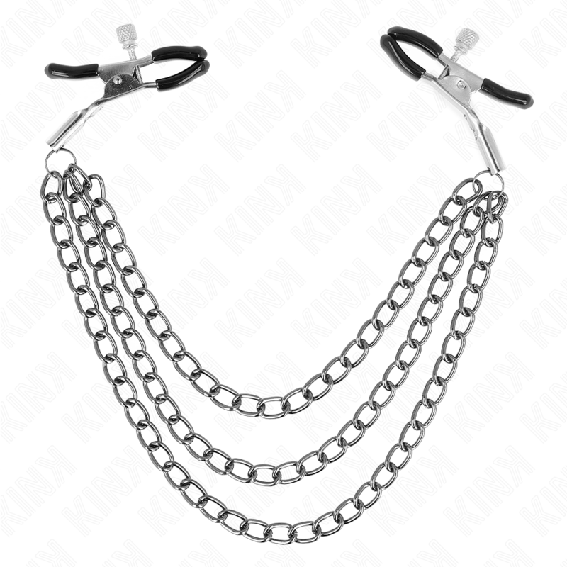 KINK - NIPPLE CLAMPS WITH 3 CHAINS BLACK 20/23/28 CM KINK NIPPLE GRIP