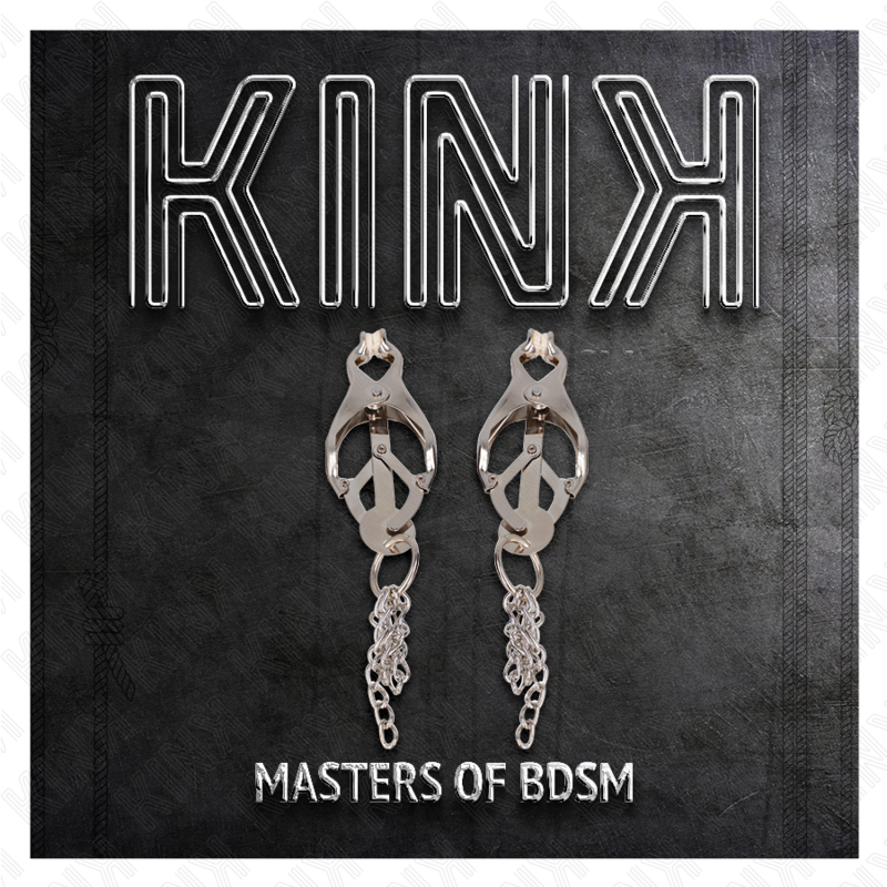 Kink - Japanese Clover Nipple Clamps With Little Chains Silver KINK - JAPANESE CLOVER NIPPLE CLAMPS WITH LITTLE CHAINS SILVER